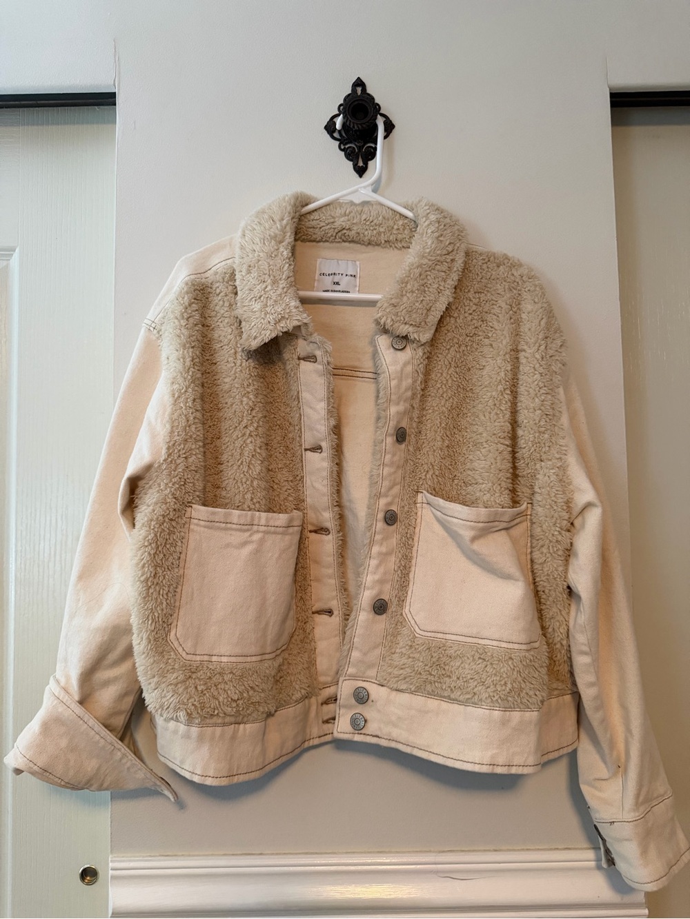 Celebrity Pink Cream Sherpa Jacket